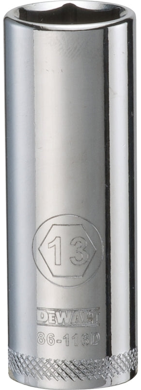 DEWALT DEWALT DWMT86116OSP Drive Hand Socket, 13 mm Socket, 1/4 in Drive, 6-Point, Steel, Polished Chrome Vanadium