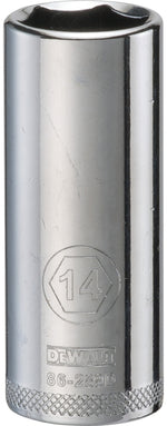 DEWALT DEWALT DWMT86289OSP Drive Hand Socket, 14 mm Socket, 1/4 in Drive, 6-Point, Steel, Polished Chrome Vanadium TOOLS DEWALT