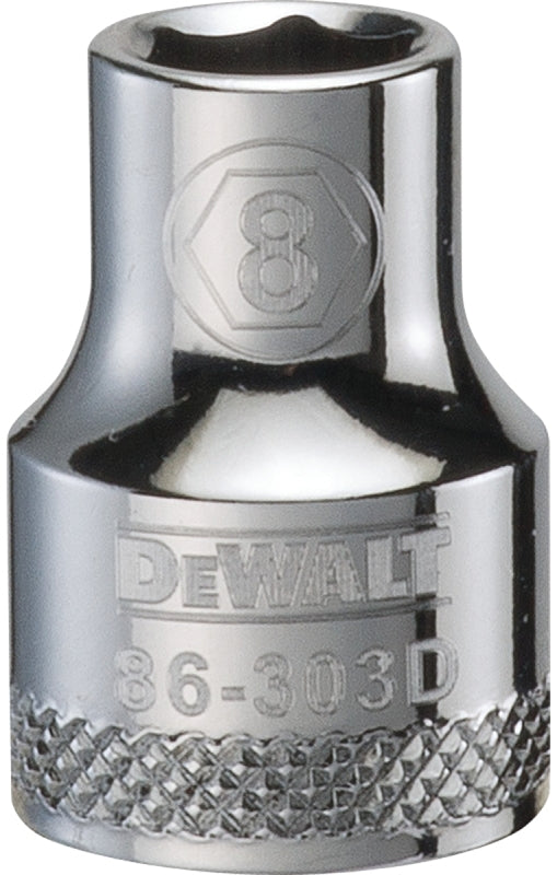 DEWALT DEWALT DWMT86303OSP Drive Hand Socket, 8 mm Socket, 3/8 in Drive, 6-Point, Steel, Polished Chrome Vanadium
