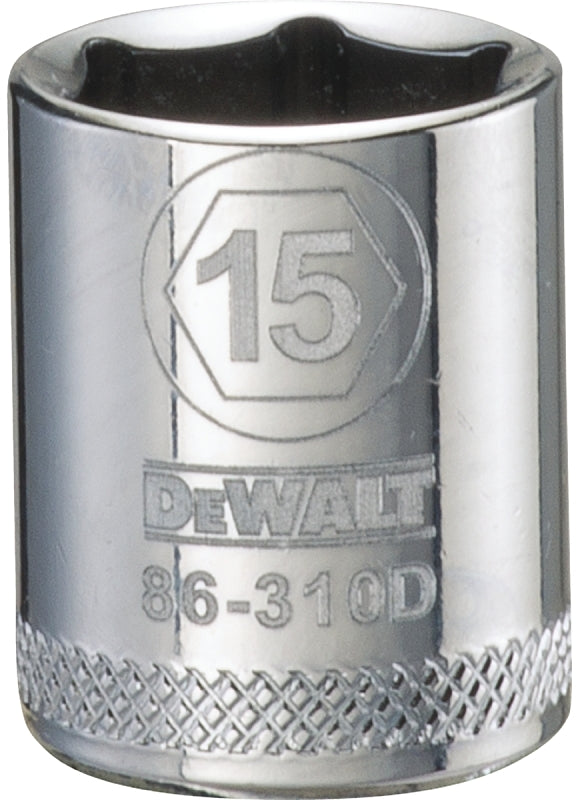 DEWALT DEWALT DWMT86310OSP Drive Hand Socket, 15 mm Socket, 3/8 in Drive, 6-Point, Steel, Polished Chrome Vanadium TOOLS DEWALT