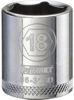 DEWALT DEWALT DWMT86313OSP Drive Hand Socket, 18 mm Socket, 3/8 in Drive, 6-Point, Steel, Polished Chrome Vanadium TOOLS DEWALT