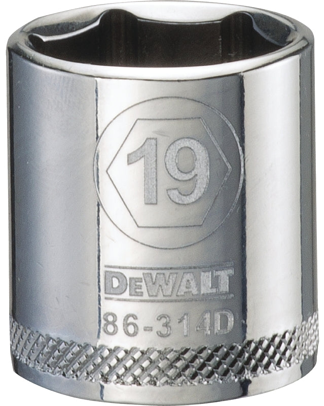 DEWALT DEWALT DWMT86314OSP Drive Hand Socket, 19 mm Socket, 3/8 in Drive, 6-Point, Steel, Polished Chrome Vanadium TOOLS DEWALT