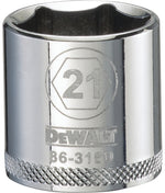 DEWALT DEWALT DWMT86316OSP Drive Hand Socket, 21 mm Socket, 3/8 in Drive, 6-Point, Steel, Polished Chrome Vanadium TOOLS DEWALT