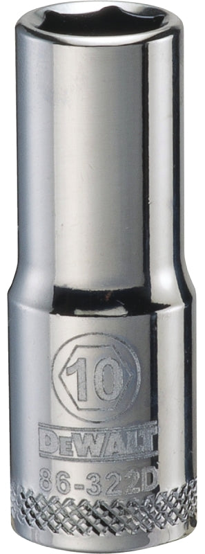 DEWALT DEWALT DWMT86322OSP Drive Hand Socket, 10 mm Socket, 3/8 in Drive, 6-Point, Steel, Polished Chrome Vanadium TOOLS DEWALT