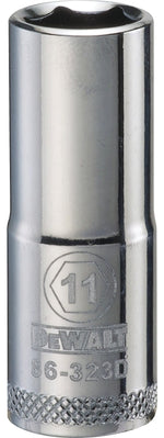 DEWALT DEWALT DWMT86323OSP Drive Hand Socket, 11 mm Socket, 3/8 in Drive, 6-Point, Steel, Polished Chrome Vanadium TOOLS DEWALT