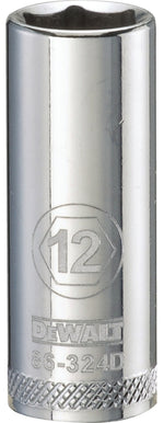 DEWALT DEWALT DWMT86324OSP Drive Hand Socket, 12 mm Socket, 3/8 in Drive, 6-Point, Steel, Polished Chrome Vanadium TOOLS DEWALT