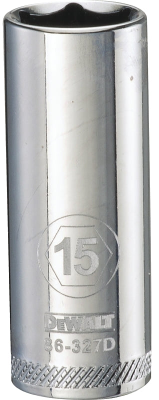 DEWALT DEWALT DWMT86327OSP Drive Hand Socket, 15 mm Socket, 3/8 in Drive, 6-Point, Steel, Polished Chrome Vanadium TOOLS DEWALT