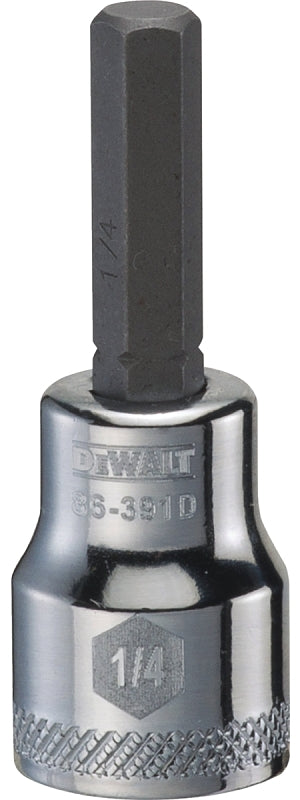 DEWALT DEWALT DWMT86391OSP Fractional Hex Bit Socket, 1/4 in Tip, 3/8 in Drive, Polished Chrome, 1-31/32 in OAL
