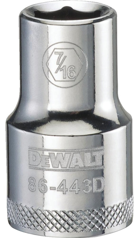 DEWALT DEWALT DWMT86443OSP Drive Socket, 7/16 in Socket, 1/2 in Drive, 6-Point, Steel, Polished Chrome Vanadium TOOLS DEWALT