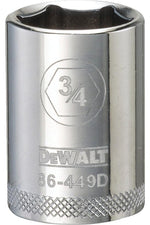 DEWALT DEWALT DWMT86449OSP Drive Hand Socket, 3/4 in Socket, 1/2 in Drive, 6-Point, Steel, Polished Chrome Vanadium TOOLS DEWALT