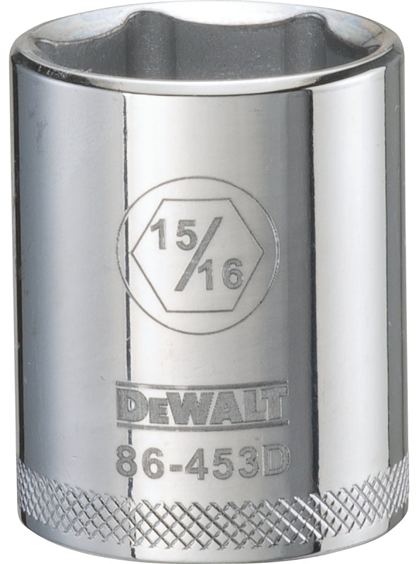 DEWALT DEWALT DWMT86453OSP Drive Hand Socket, 15/16 in Socket, 1/2 in Drive, 6-Point, Steel, Polished Chrome Vanadium
