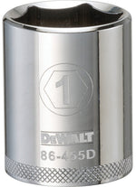 DEWALT DEWALT DWMT86455OSP Drive Hand Socket, 1 in Socket, 1/2 in Drive, 6-Point, Steel, Polished Chrome Vanadium TOOLS DEWALT