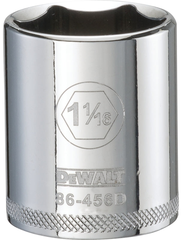 DEWALT DEWALT DWMT86456OSP Drive Hand Socket, 1-1/16 in Socket, 1/2 in Drive, 6-Point, Steel, Polished Chrome Vanadium TOOLS DEWALT