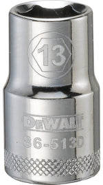 DEWALT DEWALT DWMT86513OSP Drive Socket, 13 mm Socket, 1-1/2 in OAL, 1/2 in Drive, 6-Point, Vanadium Steel, Polished Chrome TOOLS DEWALT