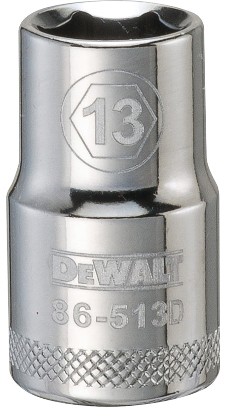 DEWALT DEWALT DWMT86513OSP Drive Socket, 13 mm Socket, 1-1/2 in OAL, 1/2 in Drive, 6-Point, Vanadium Steel, Polished Chrome TOOLS DEWALT