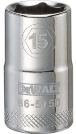 DEWALT DEWALT DWMT86515OSP Drive Socket, 15 mm Socket, 1-1/2 in OAL, 1/2 in Drive, 6-Point, Vanadium Steel, Polished Chrome TOOLS DEWALT
