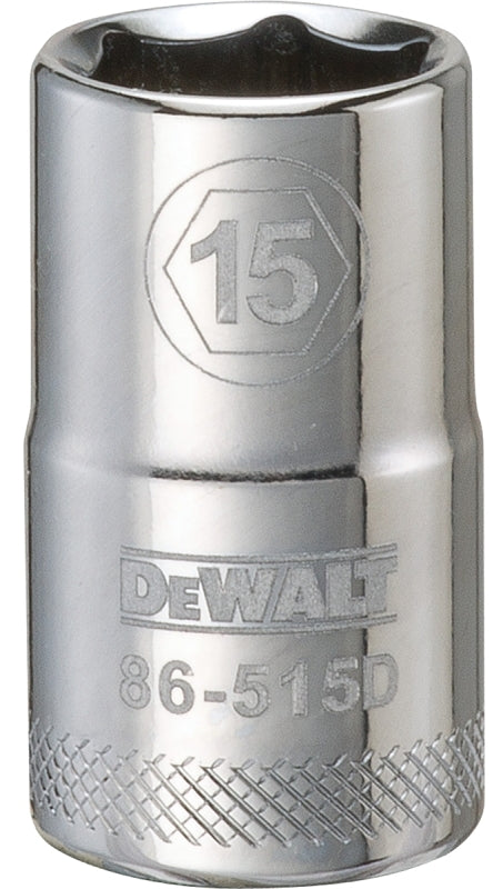 DEWALT DEWALT DWMT86515OSP Drive Socket, 15 mm Socket, 1-1/2 in OAL, 1/2 in Drive, 6-Point, Vanadium Steel, Polished Chrome TOOLS DEWALT