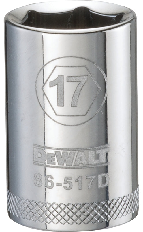 DEWALT DEWALT DWMT86517OSP Drive Socket, 17 mm Socket, 1-1/2 in OAL, 1/2 in Drive, 6-Point, Vanadium Steel, Polished Chrome TOOLS DEWALT