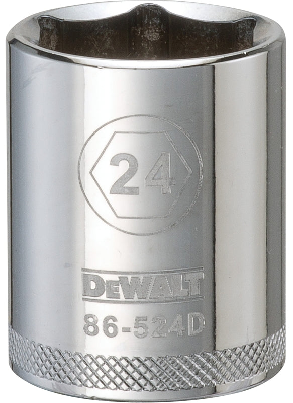 DEWALT DEWALT DWMT86524OSP Drive Socket, 24 mm Socket, 1-9/16 in OAL, 1/2 in Drive, 6-Point, Vanadium Steel, Polished Chrome TOOLS DEWALT