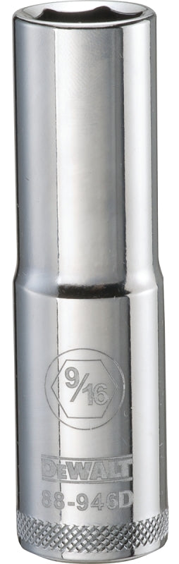 DEWALT DEWALT DWMT88946OSP Drive Hand Socket, 9/16 in Socket, 1/2 in Drive, 6-Point, Steel, Polished Chrome Vanadium TOOLS DEWALT