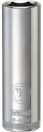DEWALT DEWALT DWMT88948OSP Drive Hand Socket, 11/16 in Socket, 1/2 in Drive, 6-Point, Steel, Polished Chrome Vanadium TOOLS DEWALT