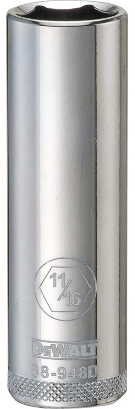 DEWALT DEWALT DWMT88948OSP Drive Hand Socket, 11/16 in Socket, 1/2 in Drive, 6-Point, Steel, Polished Chrome Vanadium TOOLS DEWALT
