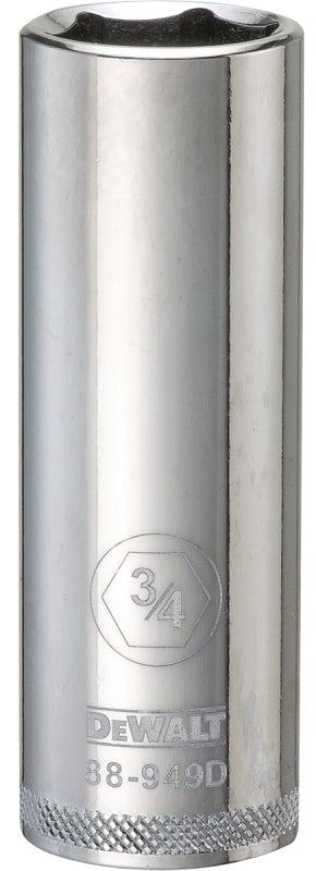 DEWALT DEWALT DWMT88949OSP Drive Hand Socket, 3/4 in Socket, 1/2 in Drive, 6-Point, Steel, Polished Chrome Vanadium