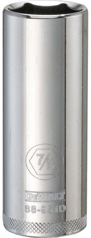 DEWALT DEWALT DWMT88951OSP Drive Hand Socket, 7/8 in Socket, 1/2 in Drive, 6-Point, Steel, Polished Chrome Vanadium TOOLS DEWALT