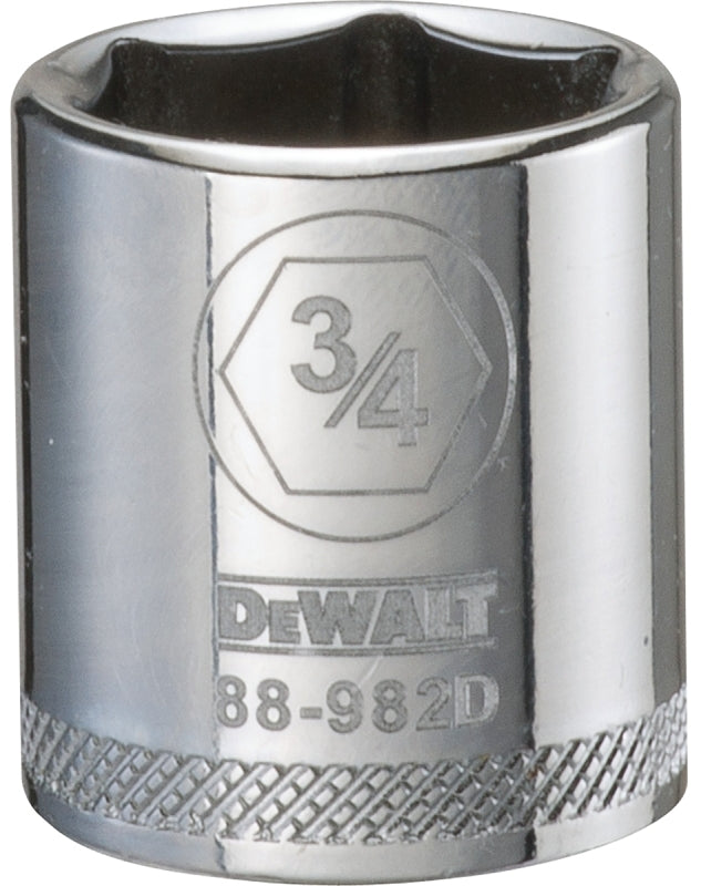 DEWALT DEWALT DWMT88982OSP Drive Hand Socket, 3/4 in Socket, 3/8 in Drive, 6-Point, Steel, Polished Chrome Vanadium TOOLS DEWALT