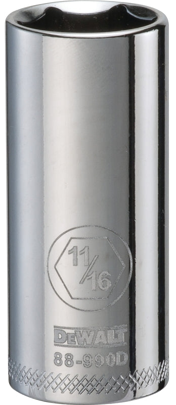 DEWALT DEWALT DWMT88990OSP Drive Socket, 11/16 in Socket, 3/8 in Drive, 6-Point, Vanadium Steel, Polished Chrome TOOLS DEWALT