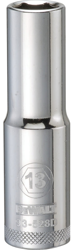 DEWALT DEWALT DWMT93528OSP Drive Socket, 13 mm Socket, Deep Socket, 3-1/8 in OAL, 1/2 in Drive, 6-Point, Vanadium Steel TOOLS DEWALT