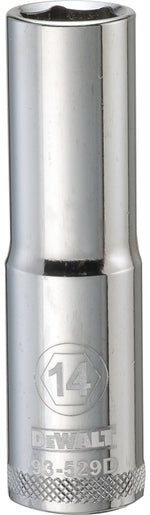DEWALT DEWALT DWMT93529OSP Drive Socket, 14 mm Socket, Deep Socket, 3-1/8 in OAL, 1/2 in Drive, 6-Point, Vanadium Steel TOOLS DEWALT