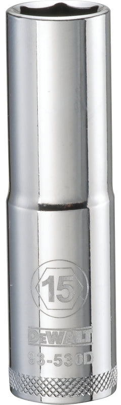DEWALT DEWALT DWMT93530OSP Drive Socket, 15 mm Socket, Deep Socket, 3-1/8 in OAL, 1/2 in Drive, 6-Point, Vanadium Steel TOOLS DEWALT