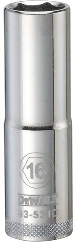 DEWALT DEWALT DWMT93531OSP Drive Socket, 16 mm Socket, Deep Socket, 3-1/8 in OAL, 1/2 in Drive, 6-Point, Vanadium Steel TOOLS DEWALT