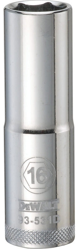 DEWALT DEWALT DWMT93531OSP Drive Socket, 16 mm Socket, Deep Socket, 3-1/8 in OAL, 1/2 in Drive, 6-Point, Vanadium Steel TOOLS DEWALT