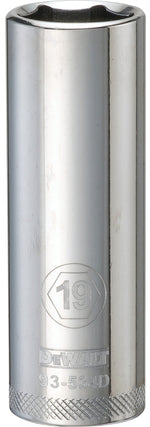 DEWALT DEWALT DWMT93534OSP Drive Socket, 19 mm Socket, Deep Socket, 3-1/8 in OAL, 1/2 in Drive, 6-Point, Vanadium Steel TOOLS DEWALT