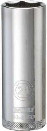 DEWALT DEWALT DWMT93535OSP Drive Socket, 21 mm Socket, Deep Socket, 3-1/8 in OAL, 1/2 in Drive, 6-Point, Vanadium Steel TOOLS DEWALT