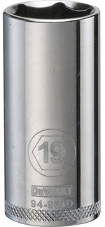 DEWALT DEWALT DWMT94961OSP Drive Socket, 19 mm Socket, 3/8 in Drive, 6-Point, Vanadium Steel, Polished Chrome TOOLS DEWALT
