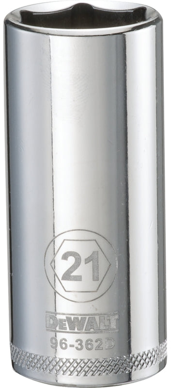 DEWALT DEWALT DWMT96362OSP Drive Hand Socket, 21 mm Socket, 3/8 in Drive, 6-Point, Steel, Polished Chrome Vanadium TOOLS DEWALT