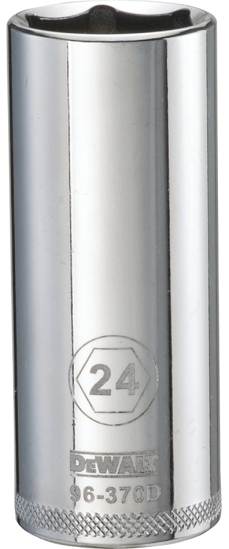 DEWALT DEWALT DWMT96370OSP Drive Socket, 24 mm Socket, Deep Socket, 3-1/8 in OAL, 1/2 in Drive, 6-Point, Vanadium Steel TOOLS DEWALT