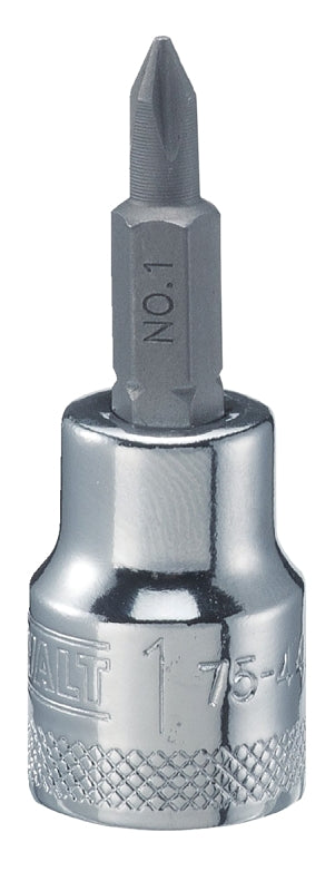DEWALT DEWALT DWMT75446OSP Phillips Screwdriver Bit Socket, #1 Tip, 3/8 in Drive, Chrome Vanadium, Polished Chrome Vanadium