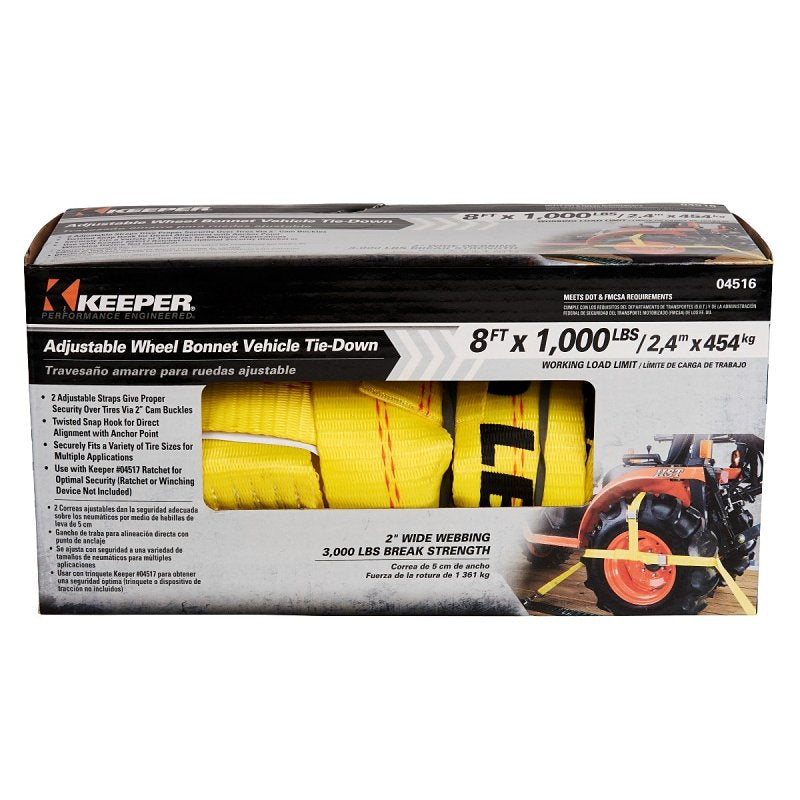 KEEPER Keeper 04516 Tie-Down Strap, 2 in W, 8 ft L, 1000 lb, Twisted Snap Hook End Fitting AUTOMOTIVE KEEPER