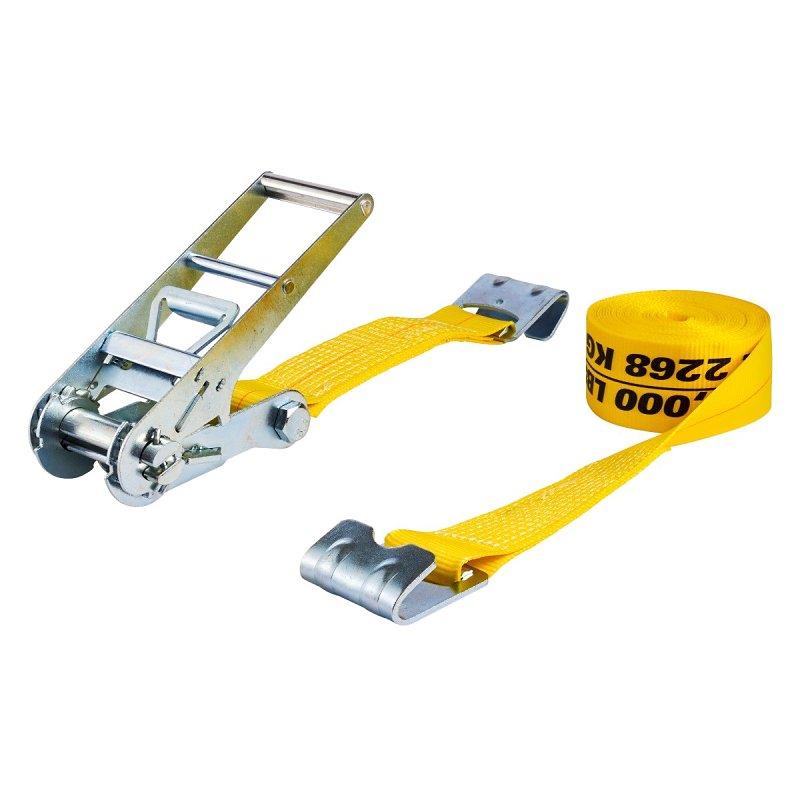 KEEPER Keeper 04637 Tie-Down Strap, 3 in W, 27 ft L, Yellow, 5000 lb Working Load, Flat Hook End