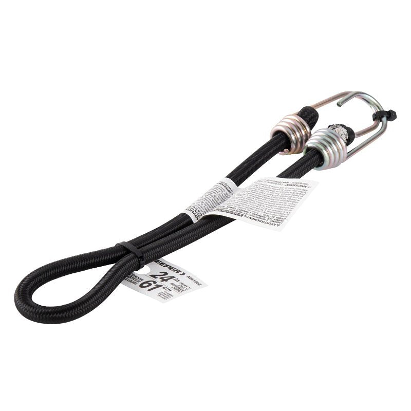 KEEPER Keeper A06180Z Heavy-Duty Bungee Cord, 24 in L, Rubber, Black, Hook End AUTOMOTIVE KEEPER