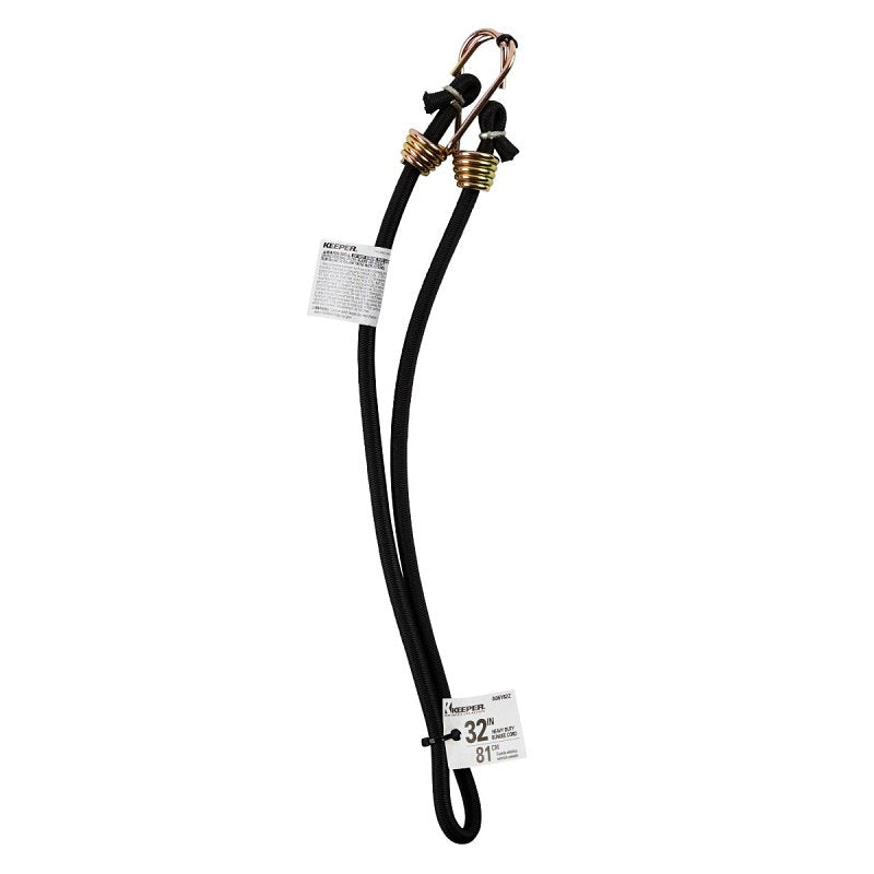 KEEPER Keeper A06182Z Heavy-Duty Bungee Cord, 32 in L, Rubber, Black, Hook End AUTOMOTIVE KEEPER