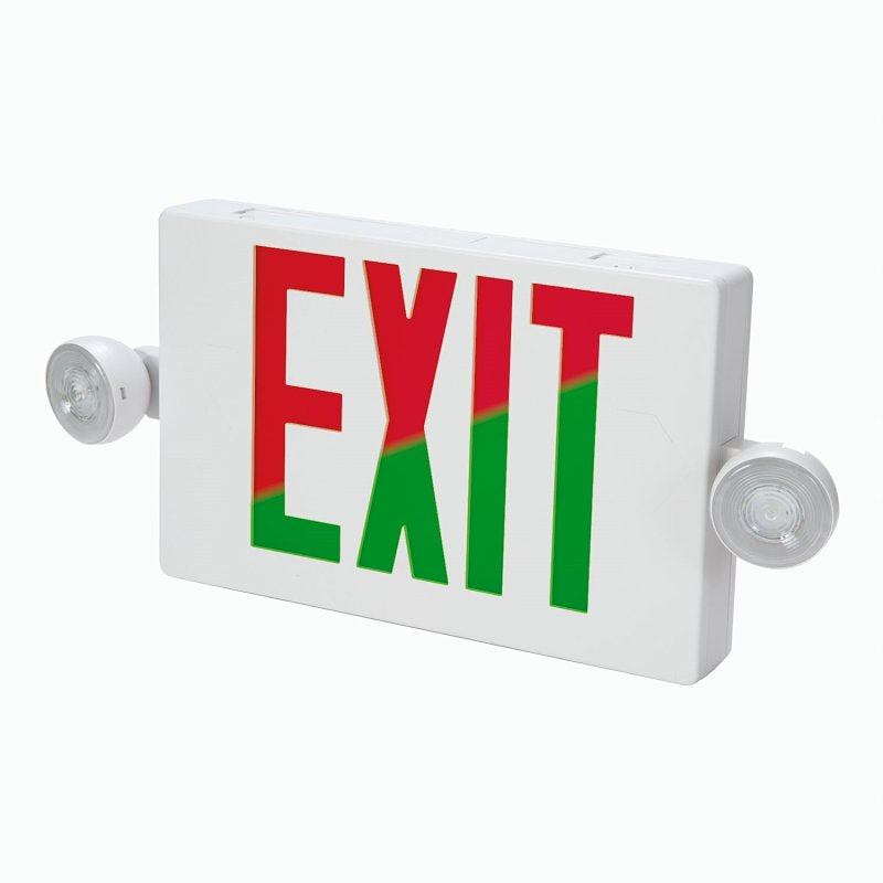 SURE-LITES Sure-Lites APC7RG Exit Light, 16-9/16 in OAW, 8-1/4 in OAH, 120/277 VAC, 4.04 W, LED Lamp, Thermoplastic Fixture, White ELECTRICAL SURE-LITES