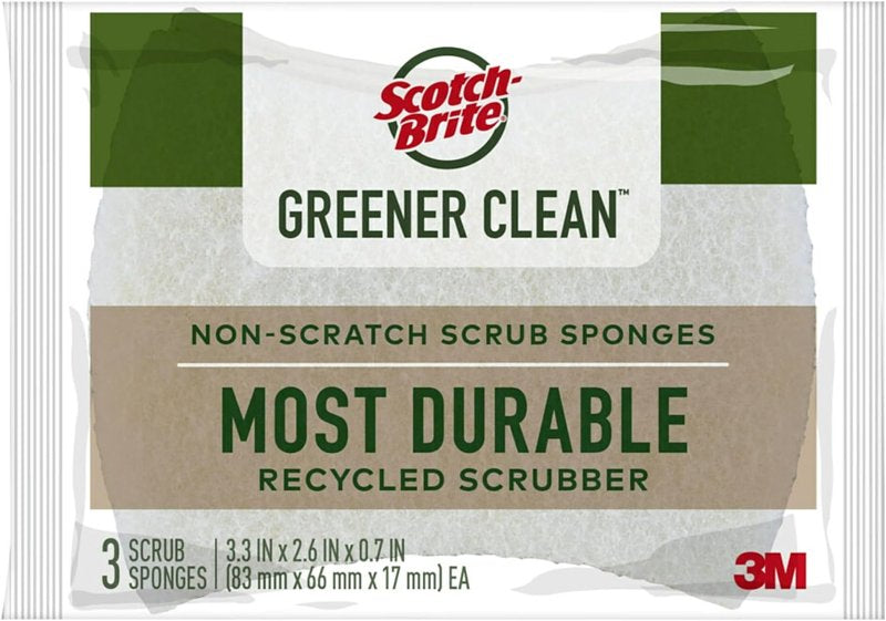 SCOTCH-BRITE Scotch-Brite Greener Clean Series 97033-UG Non-Scratch Scrubber, Cellulose Abrasive, 83 mm L, 66 mm W, Brown