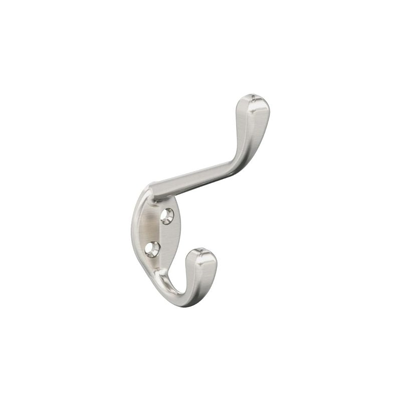 AMEROCK Amerock H55451G10 Decorative Hook, Zinc, Satin Nickel, 15 lb, 3-9/16 in Projection