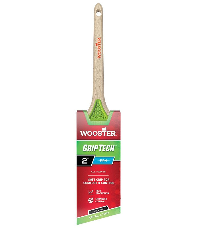 WOOSTER BRUSH Wooster GripTech Series 5400-2 Paint Brush, 2 in W, Thin Angle Brush, 2-7/16 in L Bristle, Polyester Bristle PAINT WOOSTER BRUSH