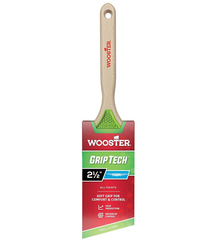 WOOSTER BRUSH Wooster GripTech Series 5401-2.5 Paint Brush, 2-1/2 in W, Angle Brush, 2-7/8 in L Bristle, Polyester Bristle PAINT WOOSTER BRUSH